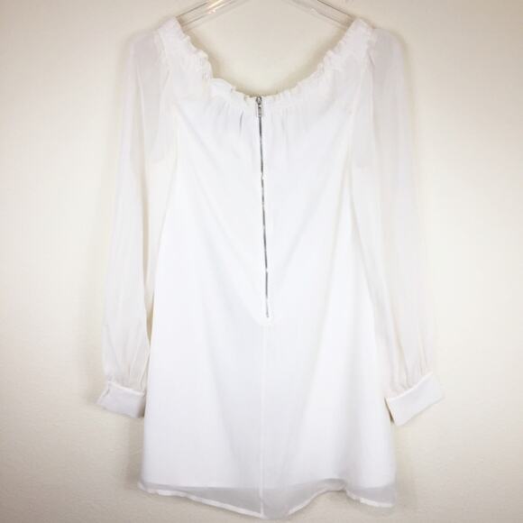 Guess By Marciano | Ivory Silk Peasant Mini Dress - Picture 3 of 6